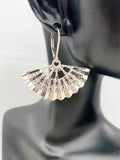 Fan Earrings, Hypoallergenic, Dangle Hoop Lever-back Earrings, N4634