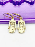 Gold Rain Clothes Earrings, Hypoallergenic, Dangle Hoop Lever-back Earrings, N4636