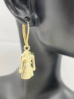 Gold Rain Clothes Earrings, Hypoallergenic, Dangle Hoop Lever-back Earrings, N4636