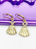 Gold Dress Earrings, Hypoallergenic, Dangle Hoop Lever-back Earrings, N4637