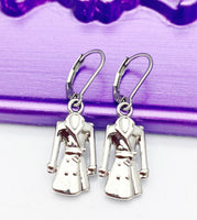 Silver Rain Clothes Earrings, Hypoallergenic, Dangle Hoop Lever-back Earrings, N4641