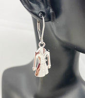 Silver Rain Clothes Earrings, Hypoallergenic, Dangle Hoop Lever-back Earrings, N4641