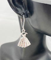Silver Dress Earrings, Hypoallergenic, Dangle Hoop Lever-back Earrings, N4642