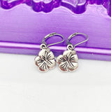 Flower Earrings, Spring Gift, Silver Earrings, Hypoallergenic, Dangle Hoop Lever-back Earrings, N4645