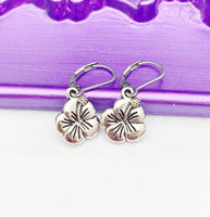 Flower Earrings, Spring Gift, Silver Earrings, Hypoallergenic, Dangle Hoop Lever-back Earrings, N4645