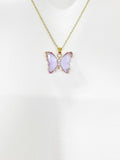 Best Mother's Day Gift for Mom Grandma Aunt, Butterfly Necklace, Purple Lilac, Crytal Jewelry, N4647