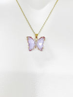 Best Mother's Day Gift for Mom Grandma Aunt, Butterfly Necklace, Purple Lilac, Crytal Jewelry, N4647