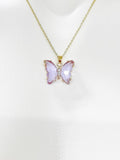 Best Mother's Day Gift for Mom Grandma Aunt, Butterfly Necklace, Purple Lilac, Crytal Jewelry, N4647