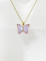 Best Mother's Day Gift for Mom Grandma Aunt, Butterfly Necklace, Purple Lilac, Crytal Jewelry, N4647