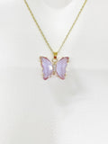 Best Mother's Day Gift for Mom Grandma Aunt, Butterfly Necklace, Purple Lilac, Crytal Jewelry, N4647