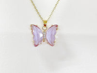 Best Mother's Day Gift for Mom Grandma Aunt, Butterfly Necklace, Purple Lilac, Crytal Jewelry, N4647