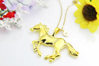 Horse Necklace, Gold Running Horse Jewelry, Personalized Gifts, N4652