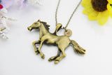Horse Necklace, Bronze Running Horse Jewelry, Personalized Gifts, N4653