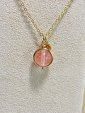 Gold Cherry Quartz Initial Necklace, Mother's Day Gift