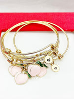 Peach Bracelet, Gold Peach Bangle, Birthday Gift, Personalized Gift, N1236G