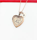 Mom Rose Gold Heart Locket Necklace, Best Birthday Gift, Best Friend Gift, Mother's Day Gift, Personalized Gifts, N4756