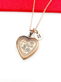 Mom Rose Gold Heart Locket Necklace, Best Birthday Gift, Best Friend Gift, Mother's Day Gift, Personalized Gifts, N4756
