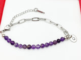Amethyst Bracelet, Natural Gemstone Bracelet, February Birthday Gift, Mother's Day Gift, Christmas Gift, Personalized Gift, N4765
