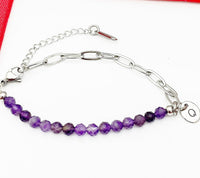Amethyst Bracelet, Natural Gemstone Bracelet, February Birthday Gift, Mother's Day Gift, Christmas Gift, Personalized Gift, N4765