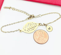 Leaf Bracelet, Gold Leaf Charm, Natural Gift, Mother's Day Gift, Personalized Gift, N4775