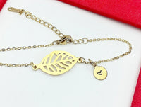 Leaf Bracelet, Gold Leaf Charm, Natural Gift, Mother's Day Gift, Personalized Gift, N4775