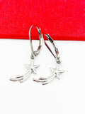 Shooting Star Earrings, Stainless Steel Earrings, Birthday Gift, Mother's Day Gift, Hypoallergenic, Dangle Hoop Lever-back Earrings, N4784