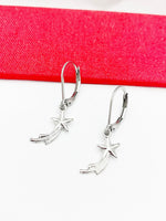 Shooting Star Earrings, Stainless Steel Earrings, Birthday Gift, Mother's Day Gift, Hypoallergenic, Dangle Hoop Lever-back Earrings, N4784