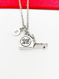 Measuring Tape Necklace, Silver Tape Measure Charm Necklace, Architect Gift, Personalized Initial Necklace, N4793