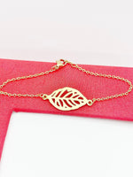 Leaf Bracelet, Gold Leaf Charm, Natural Gift, Birthday Gift, Girlfriend Gift, Christmas Gift, Mother's Day Gift, Wedding Gift, N4798