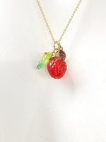 Red Strawberry Necklace, Handmade Lampwork,  Best Christmas Gift for Daughter, Granddaughter, Sister, Mom, Grandmother, Aunt Gift, N4806