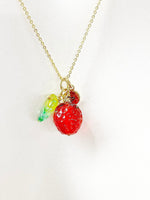 Red Strawberry Necklace, Handmade Lampwork,  Best Christmas Gift for Daughter, Granddaughter, Sister, Mom, Grandmother, Aunt Gift, N4806