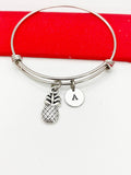 Pineapple Bracelet, Best Christmas Gift for Daughter, Granddaughter, Neice, Girl, Teens Gift, Personalized Initial Bracelet, N4811
