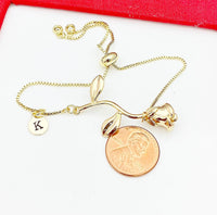 Gold Rose Bracelet, June Birth Flower Gift, Personalized Gift, N4725