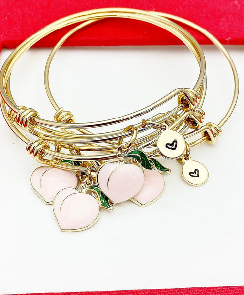 Peach Bracelet, Gold Peach Bangle, Birthday Gift, Personalized Gift, N1236G