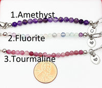 Amethyst Fluorite Tourmalines Bracelet, Natural Gemstone Bracelet, Personized Gift, N4764