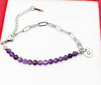 Amethyst Bracelet, Natural Gemstone Bracelet, February Birthday Gift, Mother's Day Gift, Christmas Gift, Personalized Gift, N4765