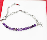 Amethyst Bracelet, Natural Gemstone Bracelet, February Birthday Gift, Mother's Day Gift, Christmas Gift, Personalized Gift, N4765