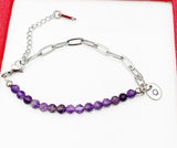 Amethyst Bracelet, Natural Gemstone Bracelet, February Birthday Gift, Mother's Day Gift, Christmas Gift, Personalized Gift, N4765