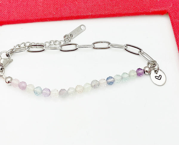 Fluorite Bracelet, Natural Gemstone Bracelet, Birthday Gift, Mother's Day Gift, Christmas Gift, Personalized Gift, N4766