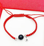 Obsidian Bracelet, Red, Gemstone Bracelet, Natural Obsidian Gift, Mother's Day Gift, Personalized Gift, N4776