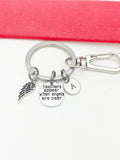 Guardian Angel Keychain, Silver Angel Wing Charm, Feather Charm, Angel Gift, Memorial, Condolences Gift, Personalized Gift, N4778