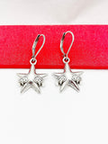 Wings Star Earrings, Stainless Steel Earrings, Birthday Gift, Mother's Day Gift, Hypoallergenic, Dangle Hoop Lever-back Earrings, N4783