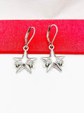 Wings Star Earrings, Stainless Steel Earrings, Birthday Gift, Mother's Day Gift, Hypoallergenic, Dangle Hoop Lever-back Earrings, N4783