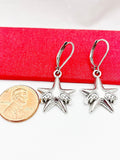 Wings Star Earrings, Stainless Steel Earrings, Birthday Gift, Mother's Day Gift, Hypoallergenic, Dangle Hoop Lever-back Earrings, N4783