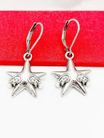 Wings Star Earrings, Stainless Steel Earrings, Birthday Gift, Mother's Day Gift, Hypoallergenic, Dangle Hoop Lever-back Earrings, N4783