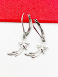 Shooting Star Earrings, Stainless Steel Earrings, Birthday Gift, Mother's Day Gift, Hypoallergenic, Dangle Hoop Lever-back Earrings, N4784