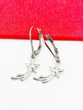 Shooting Star Earrings, Stainless Steel Earrings, Birthday Gift, Mother's Day Gift, Hypoallergenic, Dangle Hoop Lever-back Earrings, N4784