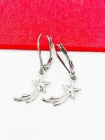 Shooting Star Earrings, Stainless Steel Earrings, Birthday Gift, Mother's Day Gift, Hypoallergenic, Dangle Hoop Lever-back Earrings, N4784