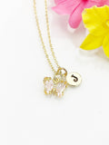 Butterfly Necklace, Small Beautiful Pale Goldenrod Butterfly Cubic Zirconia Jewelry Gift, N4836