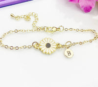 Daisy Bracelet, Bridesmaid Bracelet Gift, Beautiful Daisy Flower Jewelry Gift, N4856